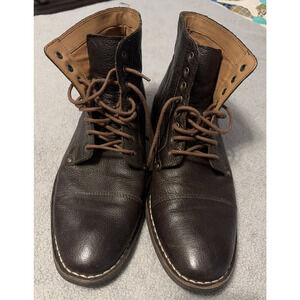 Cole Haan Men Wagner Cap Toe Dk Brown Leather Ankle Boots 12 Hipster Preppy Norm